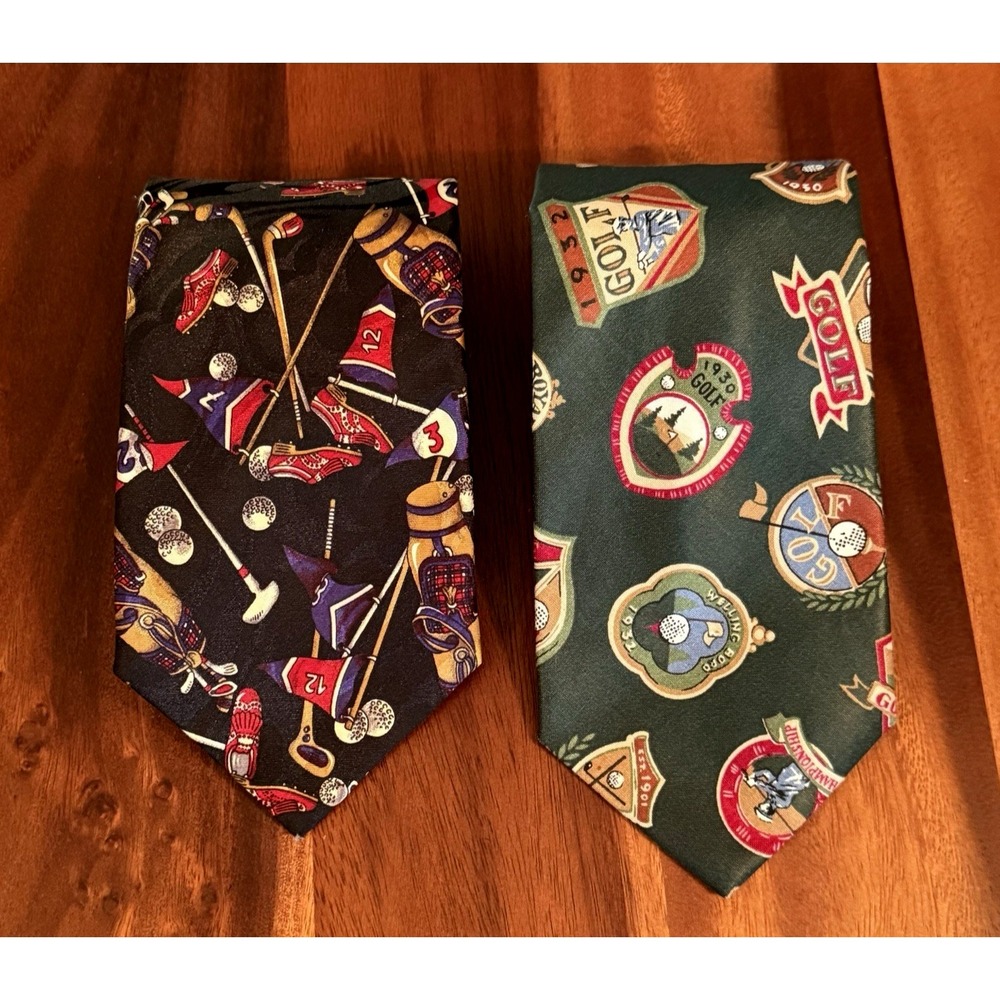 Vintage Golf Novelty‎ Tie Lot of 2 Cypress Hill Stockton Bell Boston USA Club